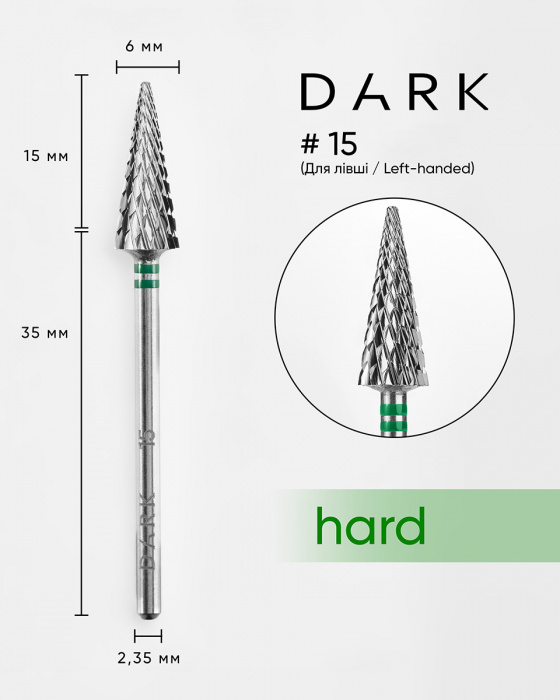 DARK NAIL DRILL BIT TVS NO. 15 GREEN (FOR LEFT-HANDED)